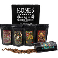 Bones Coffee Company New World Tour Sample Pack | Ground Coffee Beans Sampler Gift Box Set | 4 Oz Pack Of 5 Assorted Single-Origin Gourmet Coffee Gifts | Medium Roast Coffee Beverages (Ground)