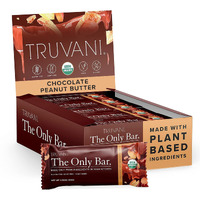 Truvani Plant Based Snack Bar | Chocolate Peanut Butter 12 Pack | 7G Protein | Usda Organic And Vegan | The Only Bar | Dairy, Soy, And Gluten Free | Individually Wrapped