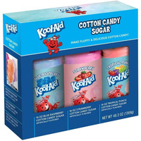 Nostalgia Kool-Aid Flossing Party Kit (3-Pack) | Blue Raspberry, Strawberry, Tropical Punch | 3 16Oz Bottles Of Cotton Candy Sugar Mix | 96 Small To Medium Cone Servings, 16 Ounces