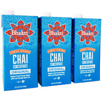 Bhakti Chai Ginger & Black Tea Concentrate | Organic, Vegan, Fair Trade, Kosher, Gluten-Free | Original, 32 Oz (Pack Of 3)