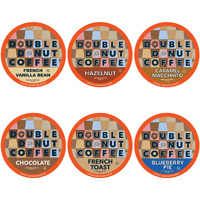 Double Donut Flavored Coffee Variety Pack, Flavored Coffee Pods, Including Hazelnut, Caramel, Chocolate Coffee & More, Single Serve Coffee For Keurig K Cups Machines, 24 Count