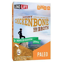 Lonolife Low-Sodium Chicken Bone Broth Sticks: 10G Protein, Keto-Friendly - 24 Portable Servings