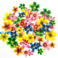 Weraru Edible 48Pcs Hawaii Flowers Wedding Cake&Cupcake Topper Luau Themed Party Birthday Cake Decoration