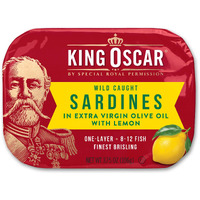 King Oscar Brisling Sardines In Extra Virgin Olive Oil, Lemon, 3.75-Ounce Cans (Pack Of 12)