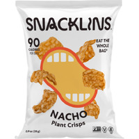 Snacklins Plant Based Crisps Nacho - Gluten Free, Grain Free, 100% Kosher, Vegan Healthy Snacks, Crunchy Puffed Snack, Just 90 Calories Per Bag - .9Oz Bag (Case Of 12)