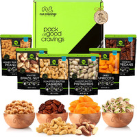 Nut Cravings Gourmet Collection - Diwali & Halloween Treats Dried Fruit & Mixed Nuts Basket In Green Box (6 Assortments) Arrangement Platter, Birthday Care Package - Healthy Kosher Mixed Fruits