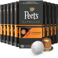 Peet's Coffee, Dark Roast Espresso Capsules, Caramel 100 Count (10 Boxes Of 10 Espresso Pods)
