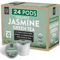 Organic Jasmine Tea K-Cup Pods, 24 Pods By Fgo - Keurig Compatible - Naturally Occurring Caffeine, Premium Jasmine Green Tea Is Usda Organic, Non-Gmo, & Recyclable