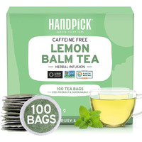 Handpick, Lemon Balm Tea Bags (100 Herbal Tea Bags) Melissa Tea - Caffeine-Free, Citrus Flavor & Aroma | Pure Ingredients - Lemon Balm Leaves | Brew Pure Lemon Balm Tea