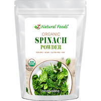 Z Natural Foods Organic Spinach Powder 1Lb - Green Superfood Powder For Juice, Smoothies, Soups, Baked Dishes, And Recipes, Nutrient-Rich Powder, 100% Pure, Raw, Non-Gmo, Vegan, Gluten-Free