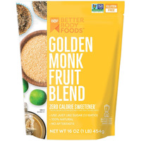 Betterbody Foods Golden Monk Fruit Sweetener Blend - Sugar Substitute, Zero Calorie, Keto Diet Friendly, Zero Net Carbs, Zero Glycemic, Baking, Extract, Sugar Replacement 1 Lb, 16 Oz