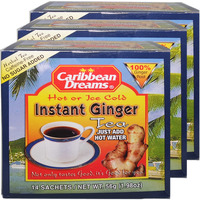 Caribbean Dreams Instant Ginger Tea, Unsweetened, 18G (Pack Of 3) - Total 42 Tea Bags