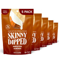 Skinnydipped Maple Kiss Almonds, Healthy Snack, Plant Protein, Gluten Free, 3.5 Oz Resealable Bags, Pack Of 5, Limited Edition