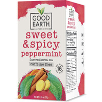 Good Earth Sweet & Spicy, Caffeine Free Peppermint Herbal Tea, Black 18 Tea Bags (Pack Of 6)
