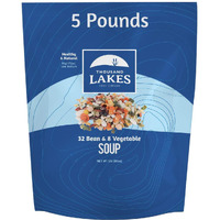 Thousand Lakes 32 Bean And 8 Vegetable Dry Soup Mix - Bulk - 5 Pounds | Low Sodium | No Fat | High Fiber | 100+ Servings | Vegan