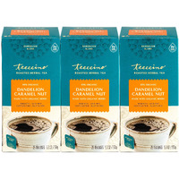 Teeccino Dandelion Caramel Nut Tea - Caffeine Free, Roasted Herbal Tea With Prebiotics, 3X More Herbs Than Regular Tea Bags, Gluten Free - 25 Tea Bags (Pack Of 3)