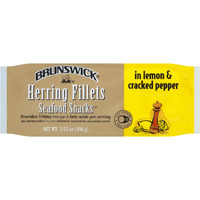 Brunswick Herring Fillets In Lemon & Cracked Pepper, 3.53 Oz (Pack Of 12) - 15G Protein Per Serving - Gluten Free, Keto Friendly - Great For Pasta & Seafood Recipes