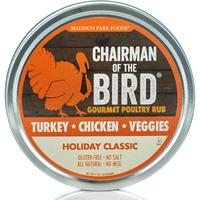 Chairman Of The Bird Gourmet Turkey Rub - Thanksgiving All-In-One Herb Seasoning - Dry Brine Kit, Stuffing Mix - Great For Smoking, Roasting, Grilling - Natural Gluten Free And No Salt Sugar Or Msg, By Madison Park Foods, 2 Ounce Spice Tin
