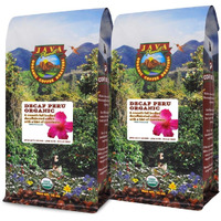 Java Planet Organic, Water Process Decaf Peru, Smooth Full Flavored Organic Coffee Beans, Low Acid, Whole Bean Coffee, Two 1 Lb Bags