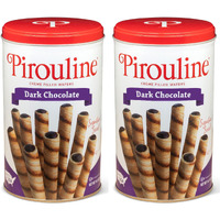 Pirouline Rolled Wafers - Dark Chocolate - Rolled Wafer Sticks, Crme Filled Wafers, Rolled Cookies For Coffee, Tea, Ice Cream, Snacks, Parties, Gifts, And More - 14.1Oz Tin 2Pk
