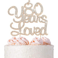 80 Cake Topper - Premium Rose Gold Metal - 80 Years Loved - 80Th Birthday Party Sparkly Rhinestone Decoration Makes A Great Centerpiece - Now Protected In A Box