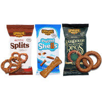 Unique Snacks Variety Pack With Original Splits Pretzels, Shells, And Sourdough Craft Beer Rings, Delicious Homestyle-Baked Snack Bags, Vegan, Ou Kosher, And Non-Gmo Food, Pack Of 3