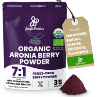 Jungle Powders Organic Aronia Berry Powder 5 Ounce Bag Freeze-Dried Chokeberry Extract From Whole Aronia Berries, Superfood For Immunity, High In Antioxidants, Flavonoids, Vegan, Gluten-Free