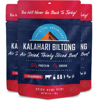 Spicy Peri Peri Kalahari Biltong, Air-Dried Thinly Sliced Beef, 2Oz (Pack Of 3), Sugar Free, Gluten Free, Keto & Paleo, High Protein Snack