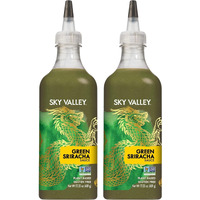 Sky Valley Green Sriracha Sauce - Spicy Green Sriracha Hot Sauce, Lime, Jalapeno Pepper, Cilantro, Plant Based, Vegan - 17.25 Oz Each, (Pack Of 2)