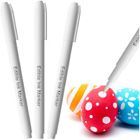 3Pcs White Edible Markers For Cookie Decorating, Edible Pen With Upgraded Smooth Tip, Food Grade Gourmet Writer For Decorating Fondant Cakes, Easter Eggs, Frosting, Macaron