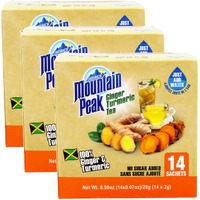 Jamaica Mountain Peak Ginger Turmeric Tea, Unsweetened, 0.7 Oz,14 Count (Pack Of 3)