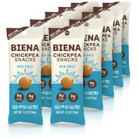 Biena Chickpea Snacks - Crunchy Roasted Chickpeas - High Fiber Vegan Protein Snacks For Adults And Kids - 10-Pack, 1.2 Ounce Bags - Sea Salt