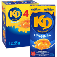 Kraft Dinner Original Macaroni & Cheese, 225G Box, 4 Count {Imported From Canada}