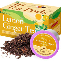 Gya Tea Co Lemon Ginger Tea Pods For Keurig (16 Ct) - Herbal Tea Rich In Vitamin C & Antioxidants For Immune Support & Digestive Health - Decaf Tea Sampler With Tea K Cups For Keurig 2.0 Tea Gifts