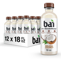Bai Antioxidant Infused Water Beverage, Molokai Coconut, With Vitamin C And No Artificial Sweeteners, 18 Fluid Ounce Bottle, 12 Pack