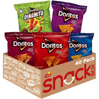 Doritos Tortilla Chips, 5 Flavor Variety Pack, Single Serve Bags (40 Pack), Nacho Cheese, Cool Ranch, Spicy Nacho, Dinamita, Spicy Sweet Chili