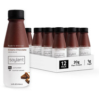 Soylent Creamy Chocolate Meal Replacement Shake, Ready-To-Drink Plant Based Protein Drink, Contains 20G Complete Vegan Protein And 1G Sugar, 14Oz, 12 Pack