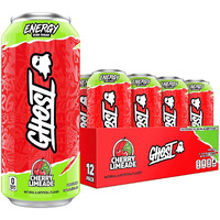 Ghost Energy Drink - 12-Pack, Cherry Limeade, 16Oz - Energy & Focus & No Artificial Colors - 200Mg Of Natural Caffeine, L-Carnitine & Taurine - Gluten-Free & Vegan