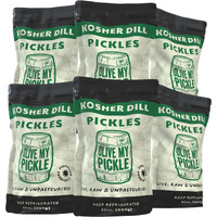 Olive My Pickle Fermented Dill Pickles - 192 Ounces | 6 Pack Bundle Of Probiotic Pickles Kosher Dill And Brine With Digestive Enzymes For Gut Health - Kosher Pickles 32 Oz Per Bag