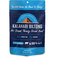 Garlic Kalahari Biltong, Air-Dried Thinly Sliced Beef, 2Oz (Pack Of 8), Sugar Free, Gluten Free, Keto & Paleo, High Protein Snack