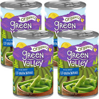 Green Valley Organics Cut Green Beans | Certified Organic | Deliciously Mild Subtly Sweet Flavor, Tender-Crisp | 14.5 Oz Can (Pack Of 4)