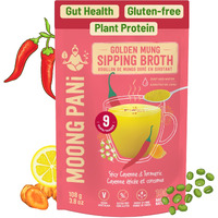 Moong Pani Vegetable Broth Soup Powder (Spicy Cayenne Chili Pepper Turmeric) Gluten-Free, Detox, Natural, Lower Sodium, Vegan, Keto, Fiber & Protein, Plant-Based Mung Bean, 9 Servings