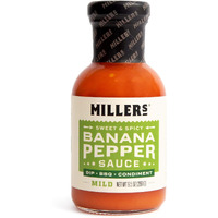Miller's Banana Pepper Mild Hot Sauce, Sweet Spicy Banana Pepper Sauce - Best Use For Chicken Wing, Burgers, Sandwich With Low Sodium Content 9.5 Oz