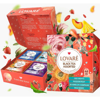 Lovare Tea Bags, 32 Count - Assorted Black Tea Variety Pack - 1001 Night, Passion Fruit, Champagne Splashes, Wild Berry - Made In Ukraine - Gluten Free