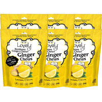Lovely Candy Co. Lemon Ginger Chews, Made With Real Ginger, Individually Wrapped, 5Oz (6-Pack) | Gluten-Free, Non-Gmo, No Artificial Ingredients, No High Fructose Corn Syrup | 4 Simple Ingredients!