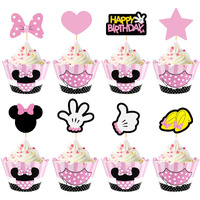Minnie Cupcake Toppers And Wrappers For Kids Birthday Theme Baby Shower Party Cake Decoration And Liners Party Supplies 32 Toppers 32 Wrappers