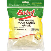 Sadaf Rock Candy Plain With Rope - Rock Candy String For Tea And Beverages - Food Flavoring Candy Rocks - Classic Sweet Delight - 12 Oz Resealable Bag