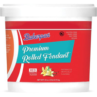 Bakerpan Premium Rolled Red Fondant For Cake Decorating - 2 Pounds, Vanilla Flavor