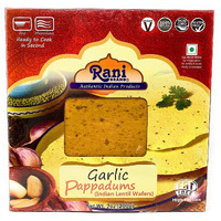 Rani Pappadums (Indian Lentil Wafer Snack) Garlic Papad 7Oz (200G) Approximately 15Pc, 7 Inches ~ All Natural | Gluten Friendly | Non-Gmo | Vegan | Indian Origin