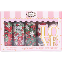 Confect Christmas Sprinkles | Sprinkles For Baking & Cake Decorative | Assorted Pack Of 5 Silver, Red, Green & White I Heart, Stars, Snowflakes Sparkling Sugar | Cookie Sprinkles| Dessert Decorating